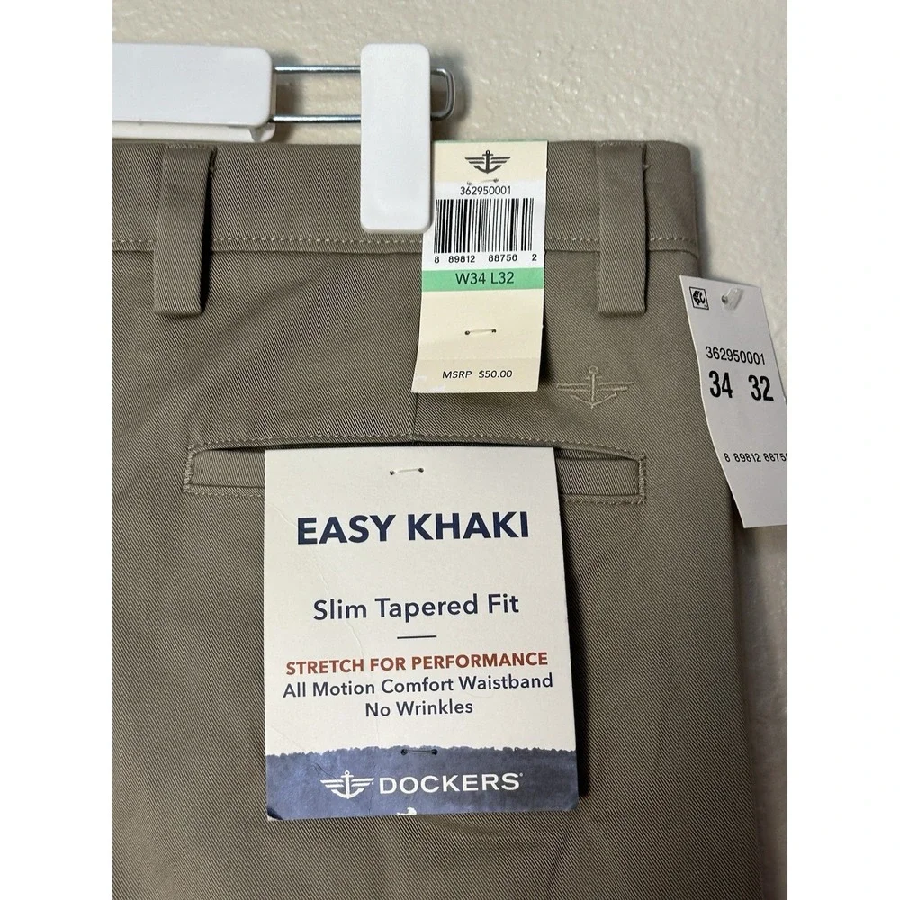 NWT Dockers Easy Khaki Slim Tapered Fit Pants 34x32